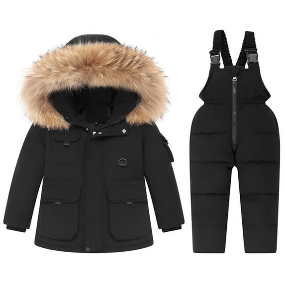 Xmyrz Snow Suit For Kids Girl Winter Skin Friendly Hooded Down Jacket Snowsuit Warm Coat Ski Bib Pants Pants Set Outfit Sets