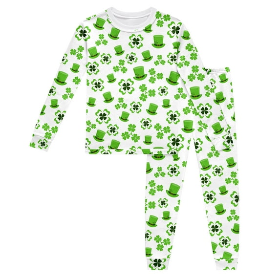 Xmyrz St Patricks Day Cute Pajama Sets For Girl 2 Piece Leisure Long Sleeve Stylish Bed Gown Pants Set Breathable Pj Set Sleepwear Outfit
