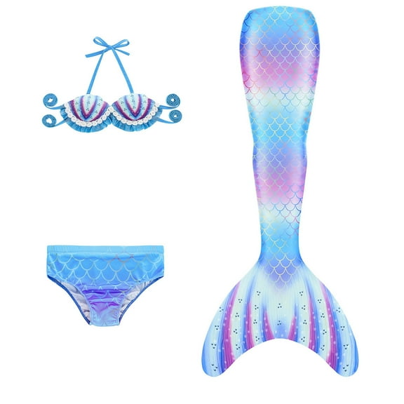 Xmyrz Swimsuit For Girls 3 Piece Stylish Endearing Skin-Friendly Fish Tail Seaside Swimwear Bathing Suits Tankinis Cute Bikinis