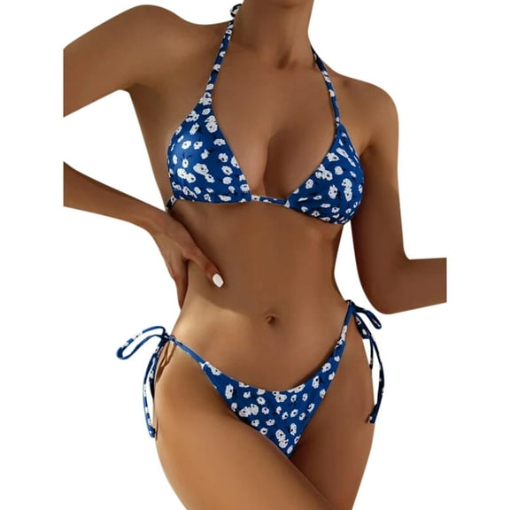 Xmyrz Swimsuit Women Bathing Suits Filled Bra Stripe Print Spaghetti Strap Leisure Thin Vacation 2Pc Swimwear Young Adult Swimsuits