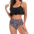 thumbnail image 1 of Xmyrz Swimsuit Women Bathing Suits Two Piece Ruffles Floral Print Seaside Recreation Slim Fit High Waisted Swimwear Young Adult Swimsuits, 1 of 4