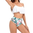 thumbnail image 1 of Xmyrz Swimsuit Women Bathing Suits Two Piece Ruffles Floral Print Seaside Recreation Slim Fit High Waisted Swimwear Young Adult Swimsuits, 1 of 3