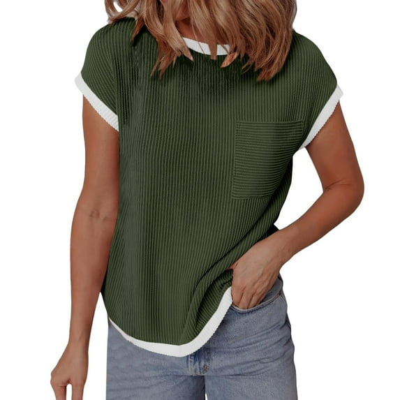 Xmyrz T Shirts For Women Graphic Commuting Solid V Neck Loose Pullover Short Sleeve Versatile Casual Tops Casual Blouses