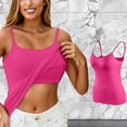thumbnail image 1 of Xmyrz Tank Tops With Built In Bras Workout Yoga Bottoming Underwear Shelf Bra Camisole Vest Sleeveless Square Neck Strap Basic Shirt, 1 of 6
