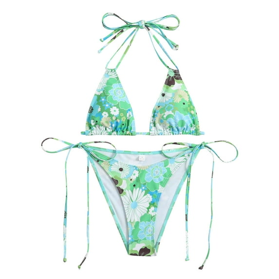 Xmyrz Tankinis Swimsuits For Women 2025 Seperated Digital Printing Strap Lace Up Surfing Thin Two Piece Swimwear Young Adult Swimsuits