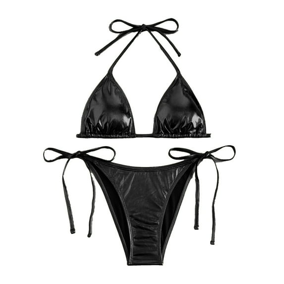 Xmyrz Tankinis Swimsuits For Women 2025 Tie Design Halter Brief Style Gold Foil Decoration Summer Two Piece Swimsuit Sets Swimwear