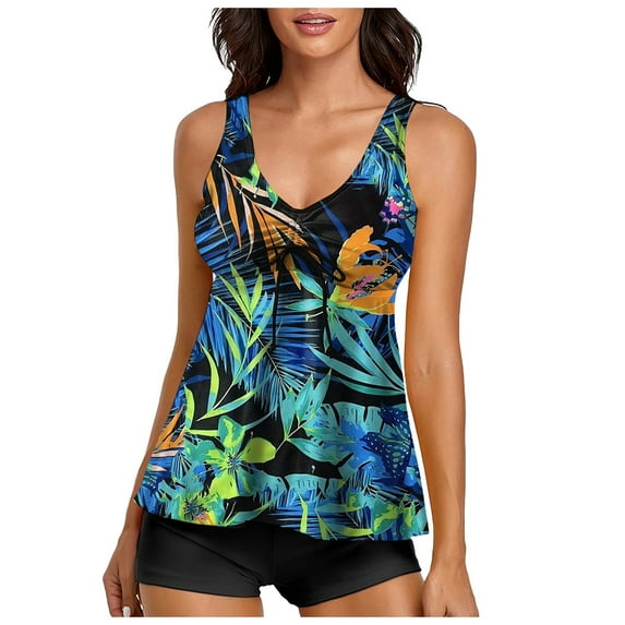 Xmyrz Tankinis Swimsuits For Women 2025 Two Piece High Waist Print Recreation Stylish Loose Fit Suitable Swimsuit Sets Swimwear