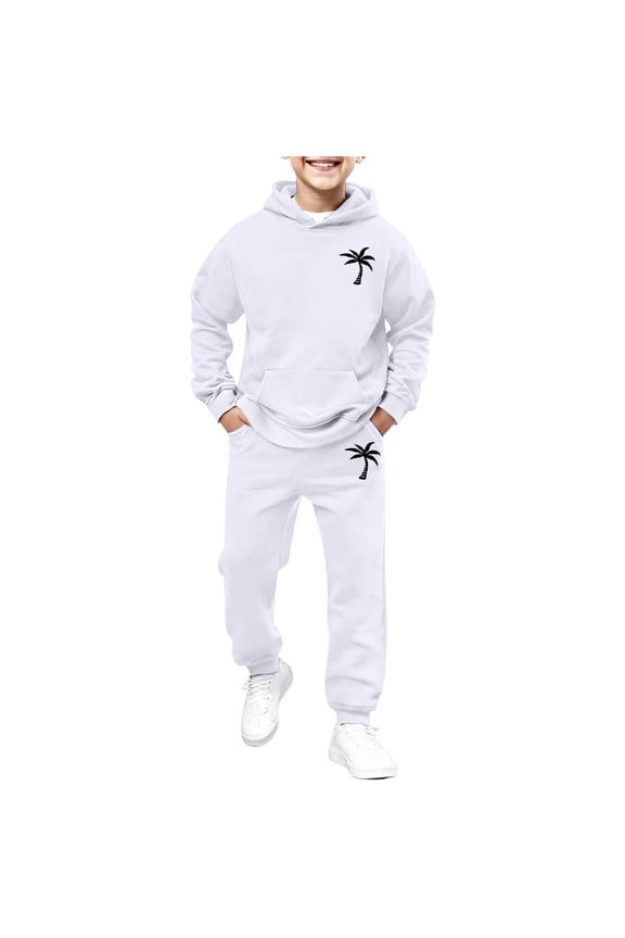 Toddler Boy Outfits Set Pants Set Coconut Tree Basic Long Sleeve Print Baggy Leisure Clothes Sets Clothing Suits