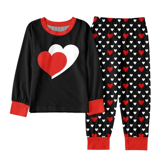Xmyrz Toddler Boys Pajama Sets Valentine'S Day Heart Long Sleeve Nightdress Pants Set Pj Set Girl Sleepwear Outfit