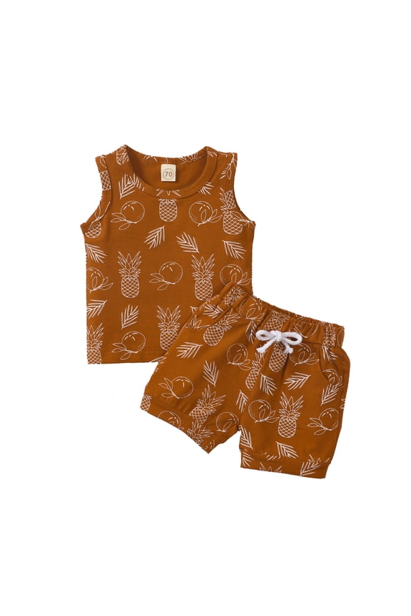 Toddler Girl Outfits Set Shorts Set Pineapple Recreation Vogue Sleeveless Going Out Clothes Sets Clothing Suits