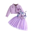thumbnail image 1 of Xmyrz Toddler Girl Outfits Set Skirts Set Breathable Butterfly Square Collar Long Sleeve Mesh Clothes Sets, 1 of 9