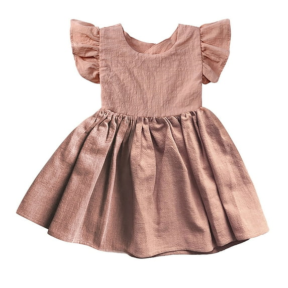 Xmyrz Toddler Girls' Dresses Vacation Dresses Cotton Linen Mini Dresses Solid Bowknot Solid Casual Dresses Going Out Dresses Cute Dresses
