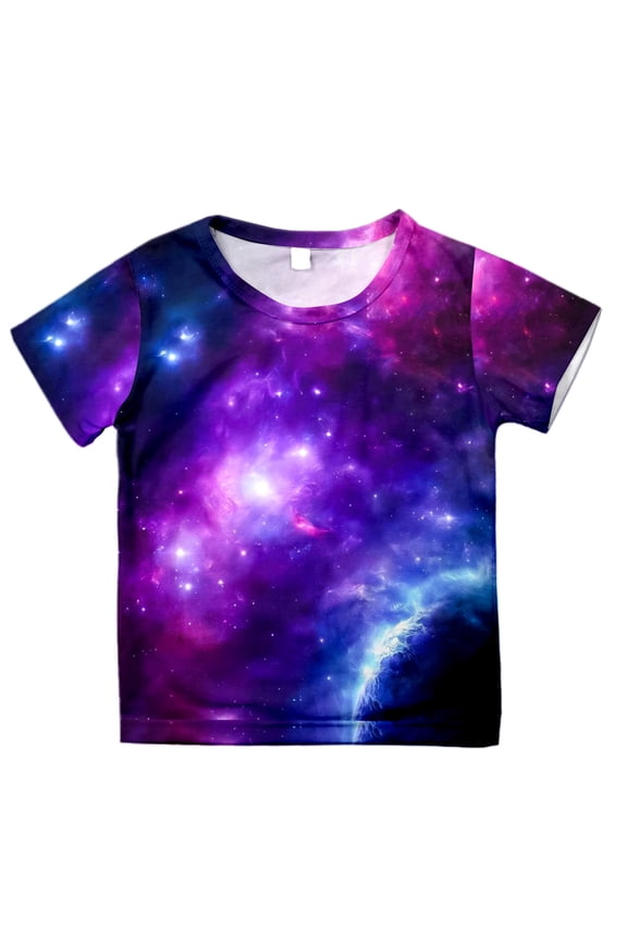 Toddler Girls T Shirts Versatile 3D Tees Galaxy Starry Sky Refreshing Basic T-Shirt Boys Going Out Tops Cute Tops Summer Tops Blouse