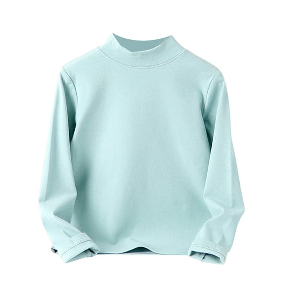 Xmyrz Tops For Girl 2025 Casual Tops Warm Boy Bottoming Short Long Sleeve Cotton Pure Color Half-High Collar Casual Blouse