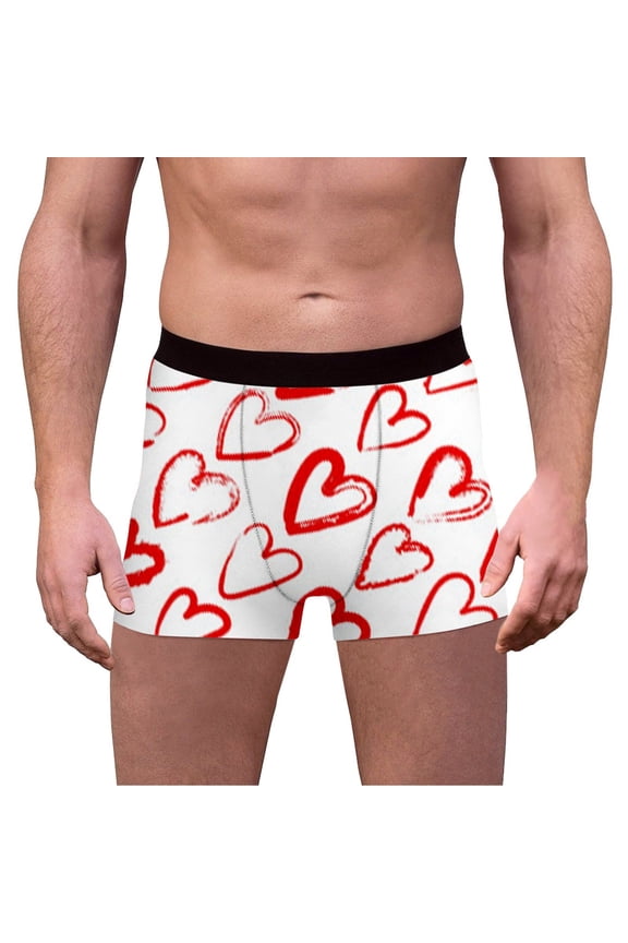 Valentine's Day Boxer Briefs For Men Underwear Breathable Print Heart Faddish Comfort Refreshing Relaxation Stretchy Underpants