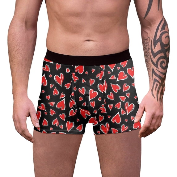Xmyrz Valentine's Day Boxers For Men Underwear Elastic Waist Thin Heart Comfortable Cool Relaxation Fitted Printed Underpants