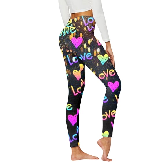 Xmyrz Valentine's Day Casual Pants For Women Leggings Sportive Heart Print Outgoing Fitted Endearing Regular Style Lounge Pants Casual Trouser
