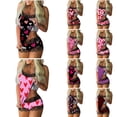thumbnail image 1 of Xmyrz Valentine's Day Cute Pajama Sets For Women Tank Top Home Wear Lace Outfit Sets Leisure Sleeveless Trendy Sleepwear Heart Slim Fit Shorts Set Elastic Waist Pj's, 1 of 5