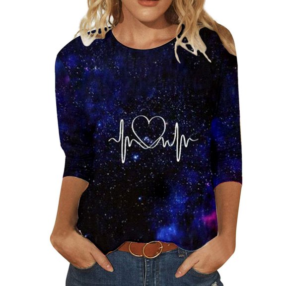 Xmyrz Valentine's Day Funny T Shirts For Women Breathable Short Sleeve Versatile Print Walking Fitted Relaxed Women'S Tops, Tees & Blouses T-Shirt