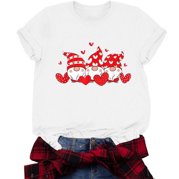 Xmyrz Valentine's Day Funny T Shirts For Women Relaxation Print Simplistic Streetwear Comfortable Short Sleeve Cute Tops Blouses T-Shirt