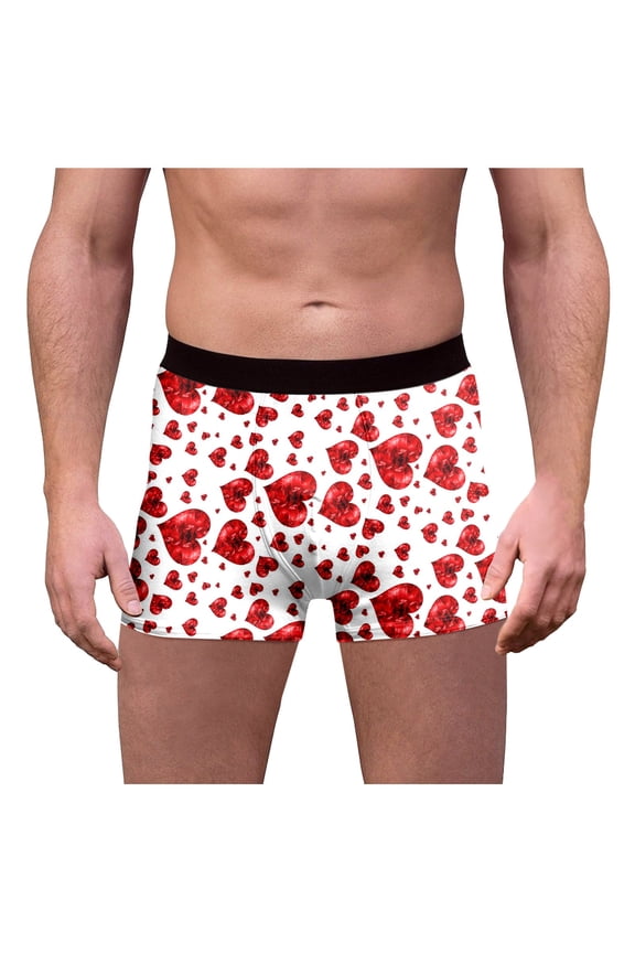 Valentine's Day Mens Underwear Boxer Briefs Light Weight Baggy Skin-Friendly Basic Print Casual Dailt Stylish Underpants
