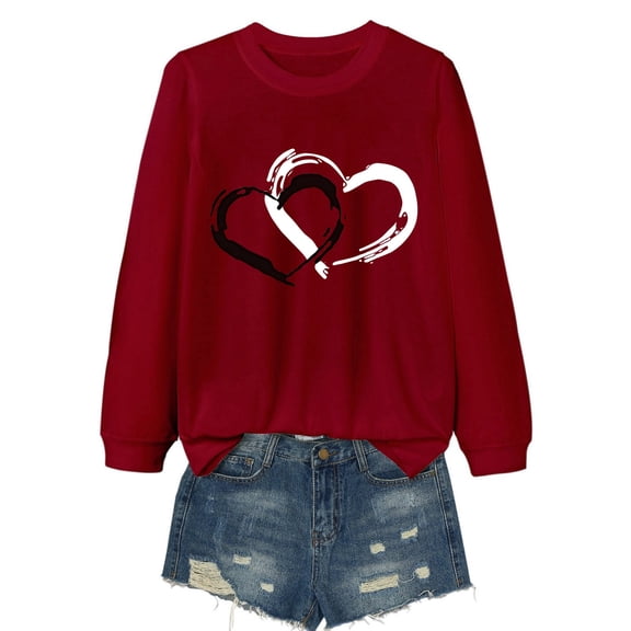 Xmyrz Valentine's Day T Shirts For Women Graphic Thin Holiday Heart Print Leisure Soft Basic Style Breathable Women'S Tops, Tees & Blouses T-Shirt