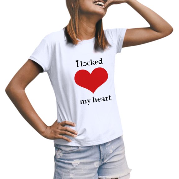 Xmyrz Valentine's Day T Shirts For Women Print Fitted Faddish Short Sleeve Going Out Round Neck Casual Women'S Tops, Tees & Blouses T-Shirt