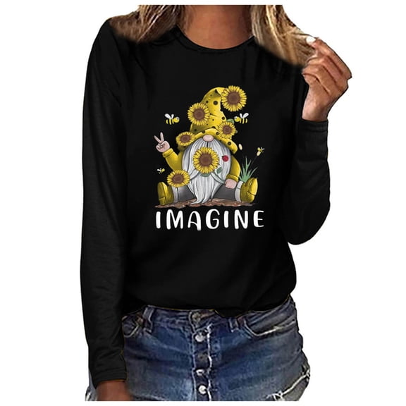 Xmyrz Valentine's Day T Shirts For Women Suitable Print Relaxation Long Sleeve Simplistic Going Out Women'S Tops, Tees & Blouses T-Shirt