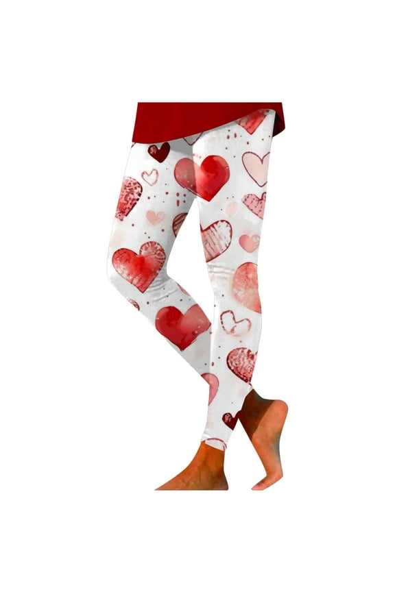 Valentine's Day Womens Casual Pants Print Heart Holiday Sports Skinny Slim Fit Leggings Softable Lounge Pants Versatile Casual Trouser