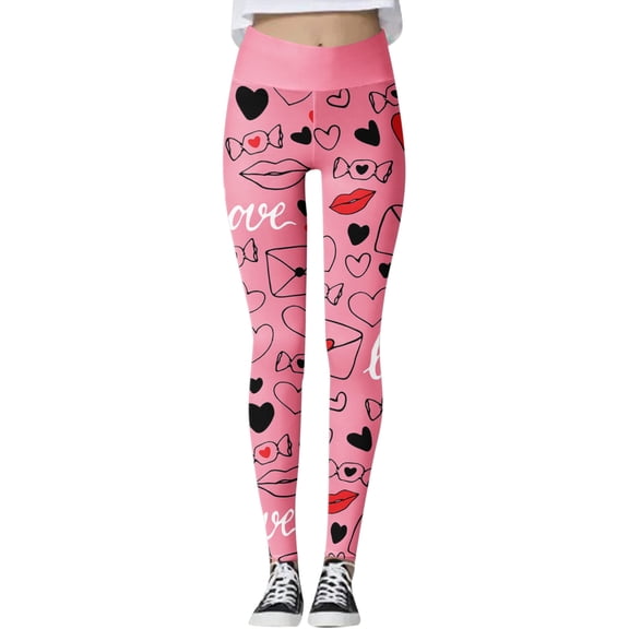 Xmyrz Valentine's Day Womens Casual Pants Slim Fit Thin Refreshing Leggings Streetwear Versatile Recreation Printed Lounge Pants Casual Trouser