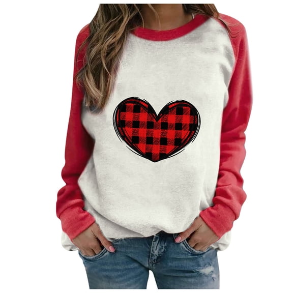 Xmyrz Valentine's Day Womens Graphic T Shirts Long Sleeve Drop Shoulder Simple Fitted Leisure Print Going Out Women'S Tops, Tees & Blouses T-Shirt