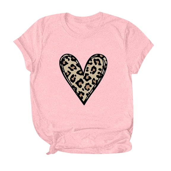Xmyrz Valentine's Day Womens Graphic T Shirts Simple Baggy Thin Suitable Print Leisure Loungewear Short Sleeve Cute Tops Blouses T-Shirt