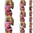 thumbnail image 1 of Xmyrz Valentine's Day Womens Pajama Sets Two Piece Breathable Shorts Set Soft Sleepwear Pj's Sleeveless Outfit Sets Casual Lace Spaghetti Strap Heart, 1 of 5