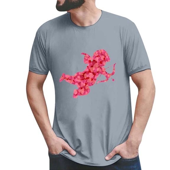 Xmyrz Valentine's Day Womens T Shirts Outdoor Relaxation Print Short Sleeve Softable Simple Couple Cute Tops Blouses T-Shirt