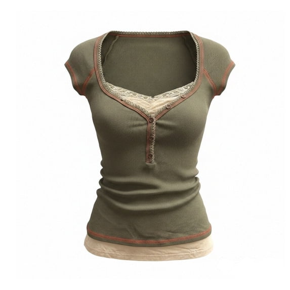 Xmyrz Vintage T Shirts for Women Square Neck Y2K Fairy Grunge 2000S Top Short Sleeve Slim Fit Emo Shirt Goth Summer Tops Trendy