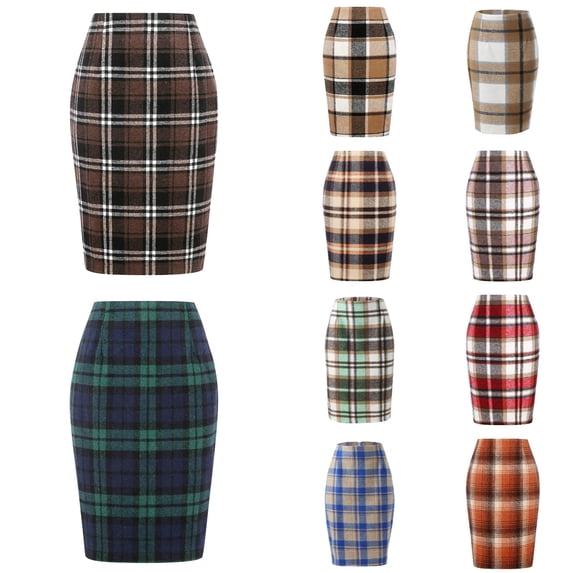 Xmyrz Women'S Skirts Classic Design Pencil Skirts Plaid Print Midi Skirts Tights Comfortable Going Out Cute Skirts Young Adult Skirts