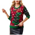 thumbnail image 1 of Xmyrz Women'S Sweaters Christmas Pullover Sweater Dinosaur Snowflake Print Long Sleeve Relaxed Fit Cute Sweaters, 1 of 7