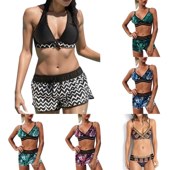 Xmyrz Women Swimsuits Sets 2 Piece Stylish Cute Bikini Lightweight Surfing Print Softable Bathing Suits Classic Tankinis