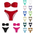 thumbnail image 1 of Xmyrz Women Swimsuits Solid Tube Women's Bathing Suits Cute Bikinis Two Piece Strapless Backless Split Beachwear Tankinis, 1 of 6