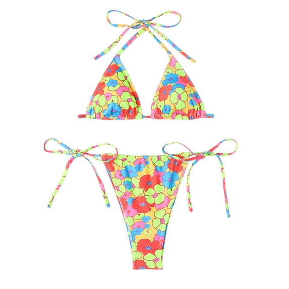 Xmyrz Womens Bathing Suits Tankinis Split Lovely Vacation Refreshing Slim Fit Push Up Thong Two Piece Swimwear Young Adult Swimsuits