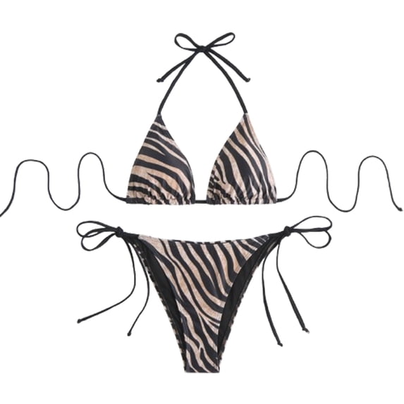 Xmyrz Womens Bathing Suits Tankinis Stylish Striped Print Lace Print 2 Piece Vacation Lightwiegh Separate Swimsuit Sets Swimwear