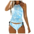 thumbnail image 1 of Xmyrz Womens Bathing Suits Tankinis Tie-Dye Sleeveless Split Holiday Brief Style Relaxation 2 Piece Swimwear Young Adult Swimsuits, 1 of 5