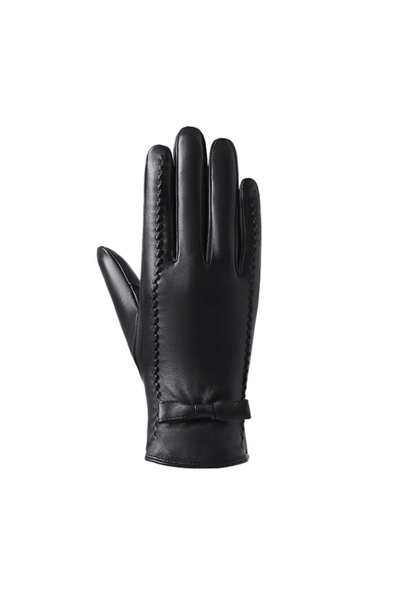 Womens Gloves -Lined Windproof Leather Gloves Plain Thickened Versatile Walking Warm Gloves Mittens