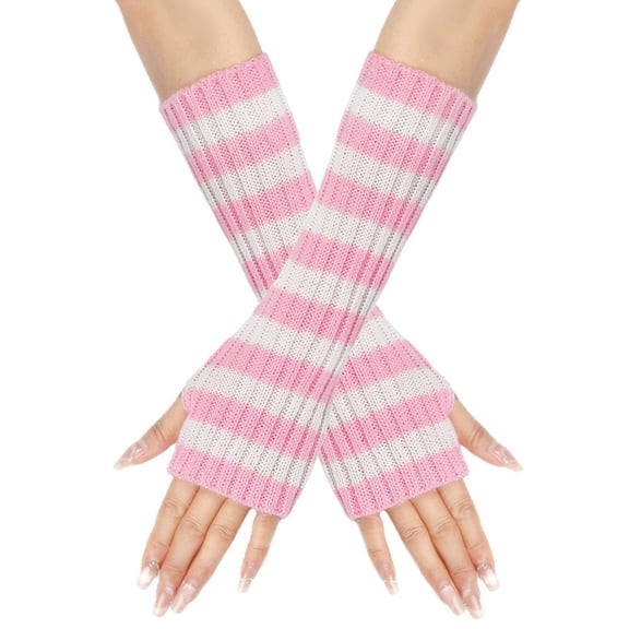 Xmyrz Womens Gloves Striped Fingerless Glove Convertible Touchscreen Knitted Handwear Warm Gloves Mittens