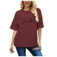 thumbnail image 1 of Xmyrz Womens Graphic T Shirts Short Sleeve Letter Print Baggy Recreation Simplistic Outdoor Casual Tops Casual Blouses, 1 of 7