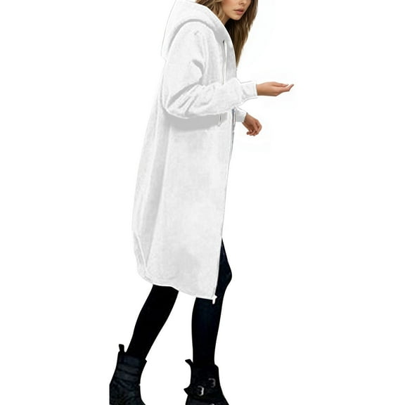 Xmyrz Womens Jacket Cardigan Coat Hoodies Large Size Zipped Long Sleeve Pocket Warm Outerwear Coat Outerwear Jacket