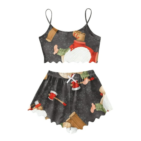 Xmyrz Womens Pajama Sets 2Pc Cartoon Print Lovely Skin-Friendly Stylish Christmas Sleeveless Loungewear Sleepwear Pj Clothes Sets