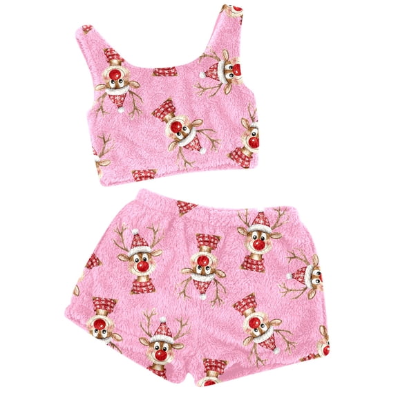 Xmyrz Womens Pajamas Sets Outfit Sets Loungewear Tank Top Reindeer Snowflake Vest Skin-Friendly Christmas Sleepwear Pj Clothing Suits
