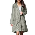 thumbnail image 1 of Xmyrz Womens Rain Ponchos Hooded Breathable Leisure Trenchcoat Solid Long Sleeve Outdoor Rainproof Suitable Anoraks Rainwear Raincoat Rain Jacket, 1 of 4