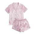 thumbnail image 1 of Xmyrz Womens Summer Pajamas Sets Satin Loungewear Button Up Silk Imitation Casual Comfy Print Short Sleeve Leopard Pj'S Sleepwear Outfit, 1 of 7